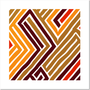 Stripes Pattern Red Orange Brown Abstract Art Posters and Art